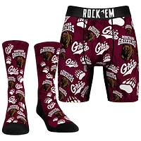 Men's Rock Em Socks  Montana Grizzlies All-Over Underwear and Crew Socks Combo Pack