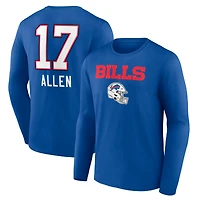 Men's Josh Allen Buffalo Bills Royal Team Wordmark Long Sleeve T-Shirt