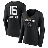 Women's Trevor Lawrence Jacksonville Jaguars Black Team Wordmark Long Sleeve V-Neck T-Shirt