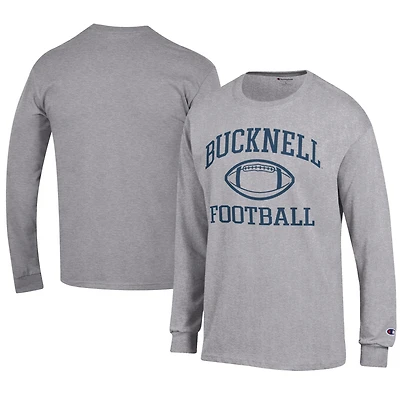 Men's Champion  Gray Bucknell Bison Football Jersey Long Sleeve T-Shirt