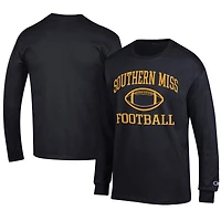 Men's Champion Black Southern Miss Golden Eagles Football Jersey Long Sleeve T-Shirt