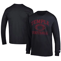 Men's Champion  Black Temple Owls Football Jersey Long Sleeve T-Shirt