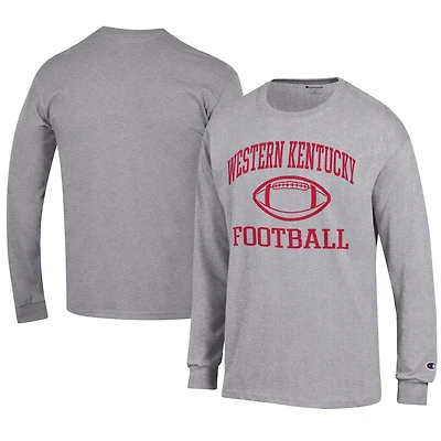 Men's Champion  Gray Western Kentucky Hilltoppers Football Jersey Long Sleeve T-Shirt