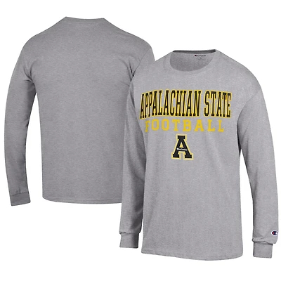 Men's Champion  Gray Appalachian State Mountaineers Football Jersey Long Sleeve T-Shirt