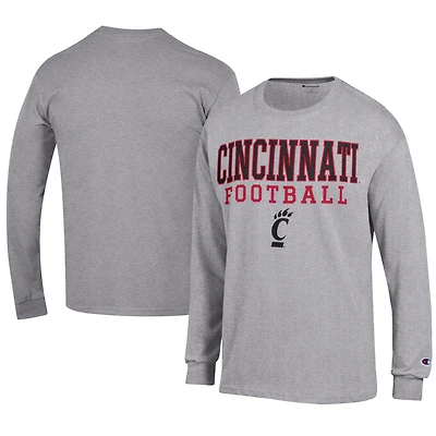 Men's Champion  Gray Cincinnati Bearcats Football Jersey Long Sleeve T-Shirt