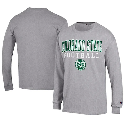 Men's Champion  Gray Colorado State Rams Football Jersey Long Sleeve T-Shirt