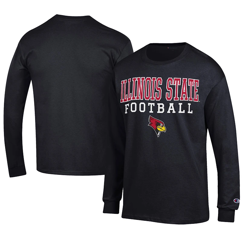 Men's Champion  Black Illinois State Redbirds Football Jersey Long Sleeve T-Shirt