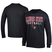 Men's Champion  Black Illinois State Redbirds Football Jersey Long Sleeve T-Shirt