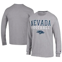 Men's Champion  Gray Nevada Wolf Pack Football Jersey Long Sleeve T-Shirt