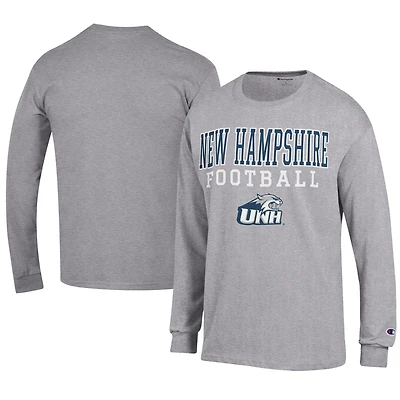 Men's Champion  Gray New Hampshire Wildcats Football Jersey Long Sleeve T-Shirt