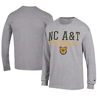 Men's Champion  Gray North Carolina A&T Aggies Football Jersey Long Sleeve T-Shirt