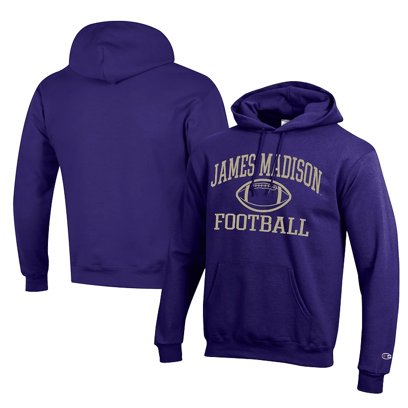 Men's Champion Purple James Madison Dukes Football Eco Powerblend Pullover Hoodie