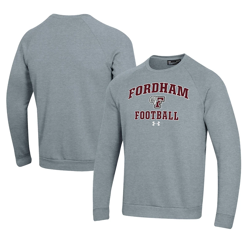Men's Under Armour Gray Fordham Rams Football All Day Fleece Pullover Sweatshirt