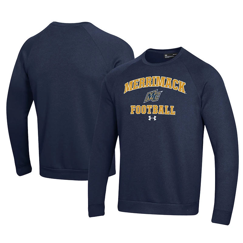 Men's Under Armour Navy Merrimack College Warriors Football All Day Fleece Pullover Sweatshirt