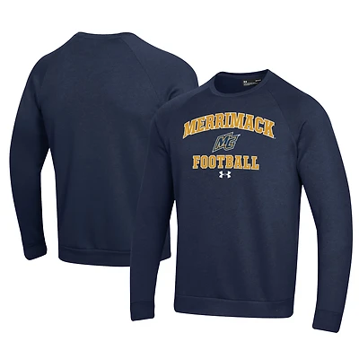 Men's Under Armour  Navy Merrimack College Warriors Football All Day Fleece Pullover Sweatshirt