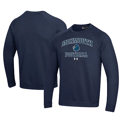 Men's Under Armour  Navy Monmouth Hawks Football All Day Fleece Pullover Sweatshirt