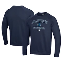 Men's Under Armour  Navy Monmouth Hawks Football All Day Fleece Pullover Sweatshirt