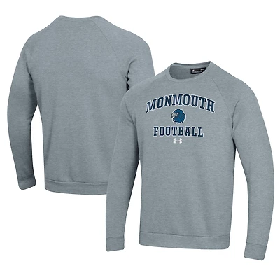 Men's Under Armour  Gray Monmouth Hawks Football All Day Fleece Pullover Sweatshirt