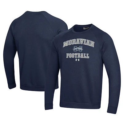 Men's Under Armour  Navy Moravian Greyhounds Football All Day Fleece Pullover Sweatshirt