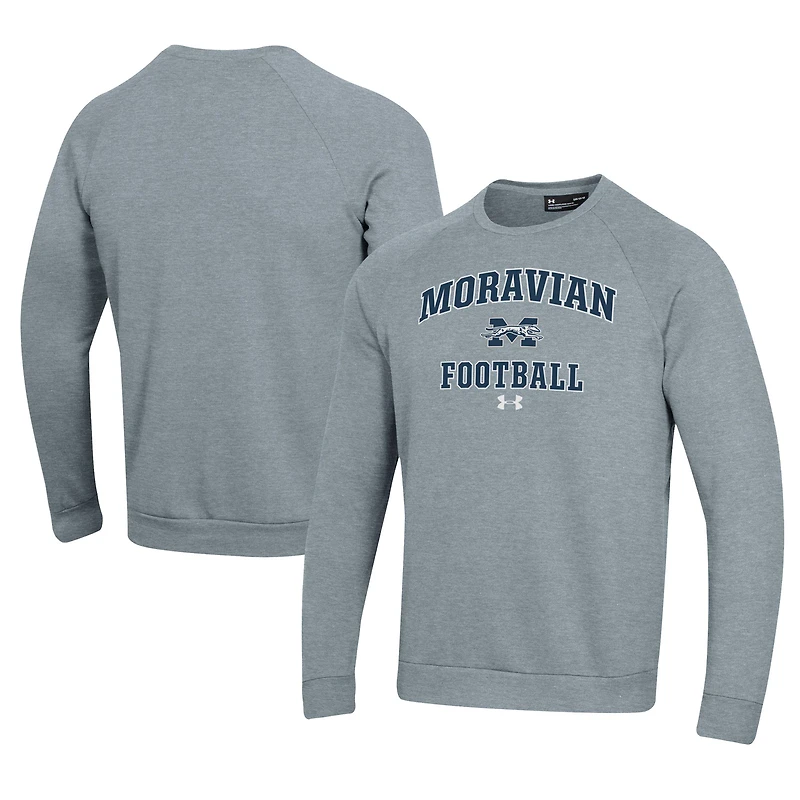 Men's Under Armour Gray Moravian Greyhounds Football All Day Fleece Pullover Sweatshirt
