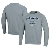 Men's Under Armour  Gray Moravian Greyhounds Football All Day Fleece Pullover Sweatshirt