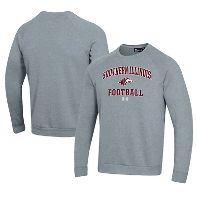 Men's Under Armour  Gray Southern Illinois Salukis Football All Day Fleece Pullover Sweatshirt