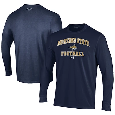 Men's Under Armour  Navy Montana State Bobcats Football Performance Long Sleeve T-Shirt