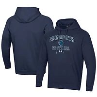 Men's Under Armour Navy Monmouth Hawks Football All Day Fleece Pullover Hoodie