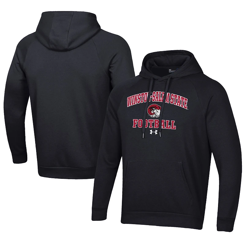 Men's Under Armour  Black Winston-Salem State Rams Football All Day Fleece Pullover Hoodie