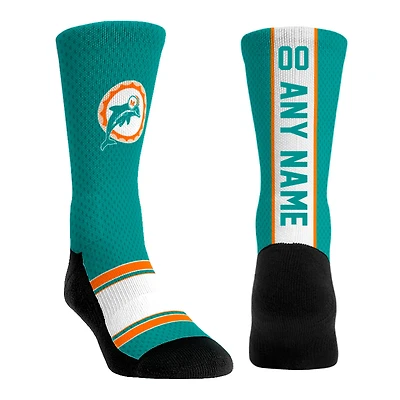 Youth Rock Em Socks  Aqua Miami Dolphins Throwback Jersey Custom Crew Socks