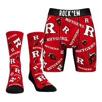 Men's Rock Em Socks  Rutgers Scarlet Knights All-Over Underwear and Crew Socks Combo Pack