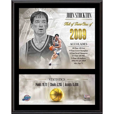 John Stockton Utah Jazz 12" x 15" Hardwood Classic Sublimated Player Plaque