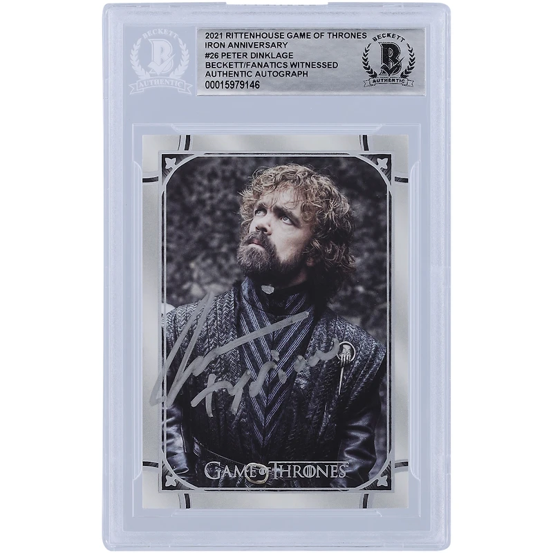 Peter Dinklage Autographed 2021 Rittenhouse Game of Thrones Iron Anniversary Silver Ink #26 Beckett Fanatics Witnessed Authenticated Card with "Tyrion" Inscription