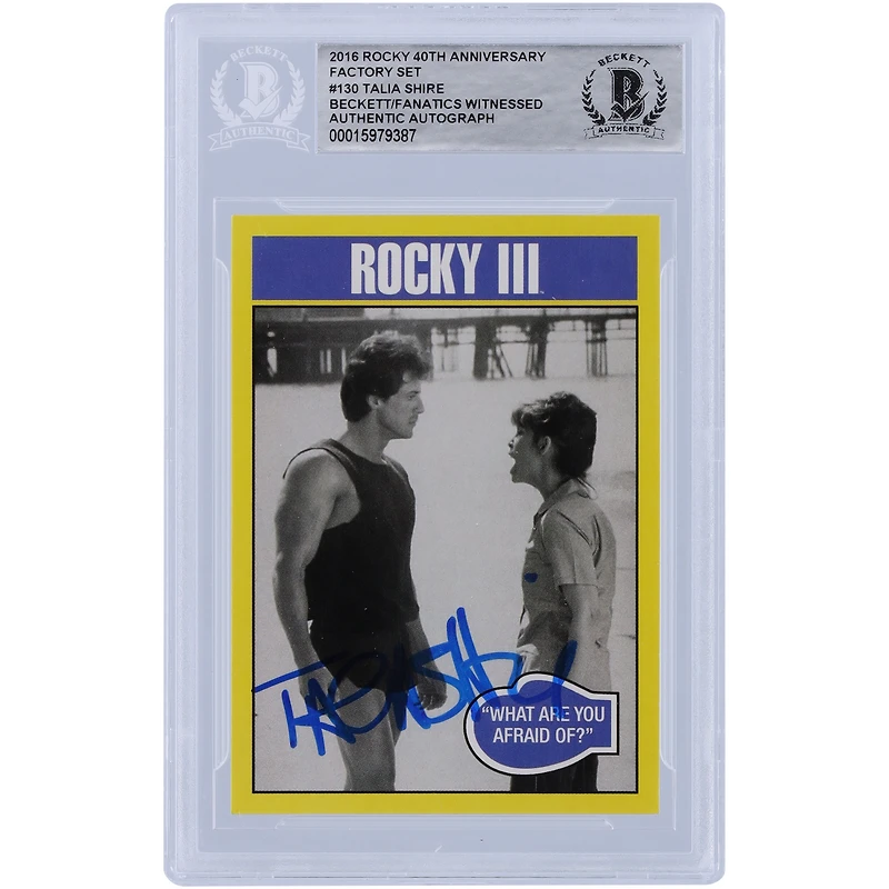 Talia Shire Rocky III Autographed 2016 Topps Rocky 40th Anniversary Factory Set #130 Beckett Fanatics Witnessed Authenticated Card