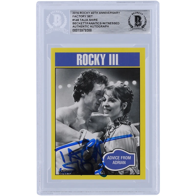 Talia Shire Rocky III Autographed 2016 Topps Rocky 40th Anniversary Factory Set #148 Beckett Fanatics Witnessed Authenticated Card