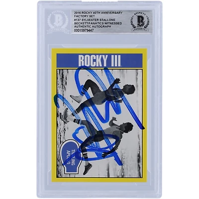 Sylvester Stallone Rocky III Autographed 2016 Topps Rocky 40th Anniversary Factory Set #137 Beckett Fanatics Witnessed Authenticated Card
