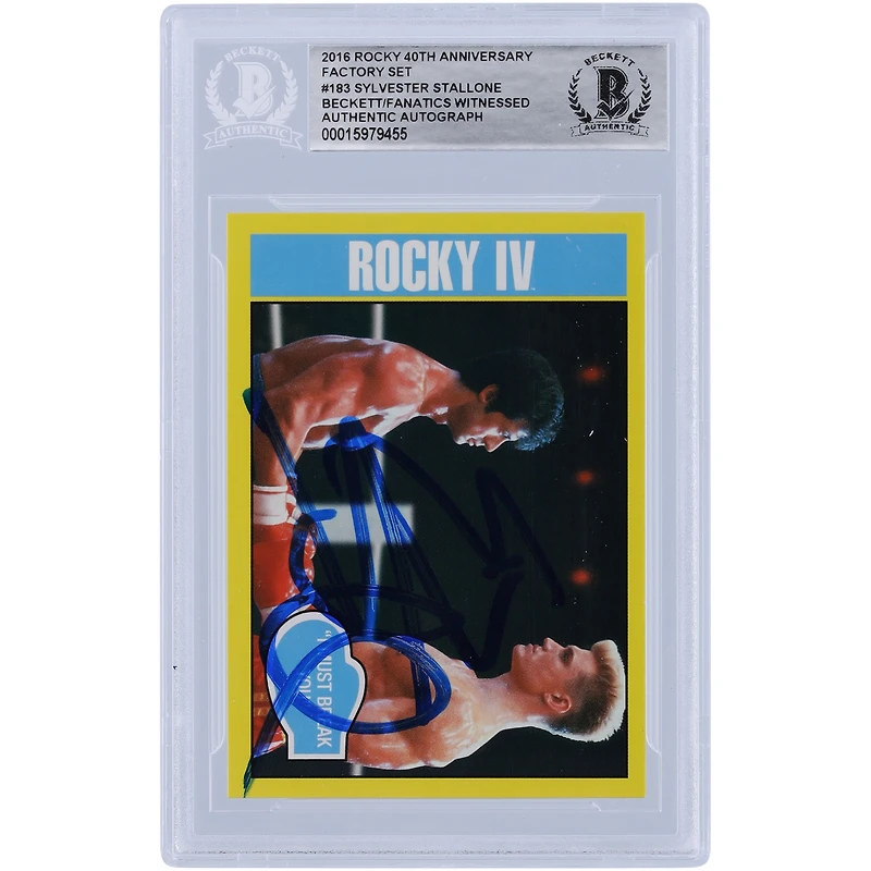 Sylvester Stallone Rocky IV Autographed 2016 Topps Rocky 40th Anniversary Factory Set #183 Beckett Fanatics Witnessed Authenticated Card