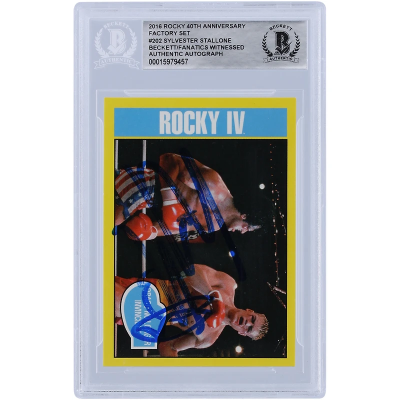 Sylvester Stallone Rocky IV Autographed 2016 Topps Rocky 40th Anniversary Factory Set #202 Beckett Fanatics Witnessed Authenticated Card