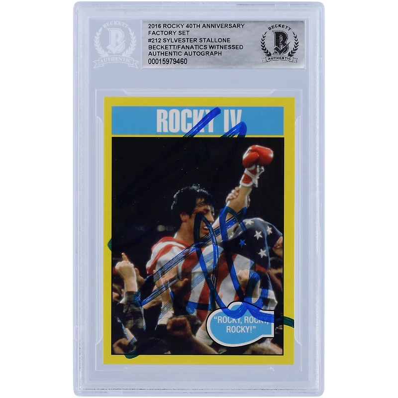 Sylvester Stallone Rocky IV Autographed 2016 Topps Rocky 40th Anniversary Factory Set #212 Beckett Fanatics Witnessed Authenticated Card