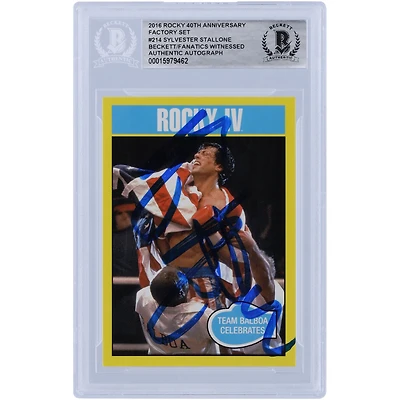 Sylvester Stallone Rocky IV Autographed 2016 Topps Rocky 40th Anniversary Factory Set #214 Beckett Fanatics Witnessed Authenticated Card