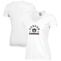 Women's  White Auburn Tigers Arch Logo Comfort Wash V-Neck T-Shirt