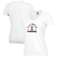 Women's  White Illinois Fighting Illini Arch Logo Comfort Wash V-Neck T-Shirt
