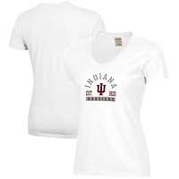 Women's  White Indiana Hoosiers Arch Logo Comfort Wash V-Neck T-Shirt