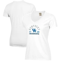 Women's  White Kentucky Wildcats Arch Logo Comfort Wash V-Neck T-Shirt