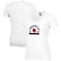 Women's  White Louisville Cardinals Arch Logo Comfort Wash V-Neck T-Shirt