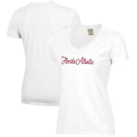 Women's White Florida Atlantic Owls Script Logo Comfort Wash V-Neck T-Shirt