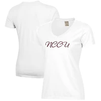 Women's  White North Carolina Central Eagles Script Logo Comfort Wash V-Neck T-Shirt