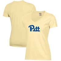 Women's  Gold Pitt Panthers Logo Comfort Wash V-Neck T-Shirt