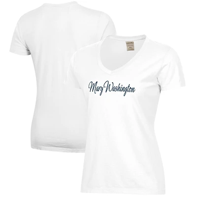 Women's White University of Mary Washington Eagles Script Logo Comfort Wash V-Neck T-Shirt