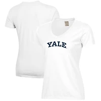 Women's  White Yale Bulldogs Logo Comfort Wash V-Neck T-Shirt